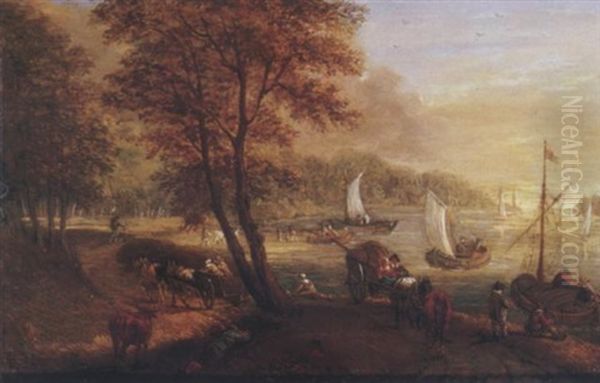 A River Landscape With Travellers On A Path, Shipping Beyond - view 1