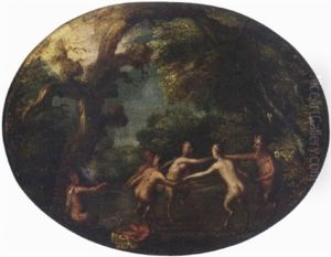 A Wooded Landscape With Satyrs At A Bacchanalia by Jan Brughel