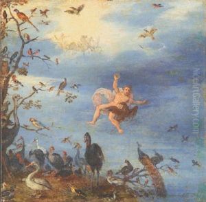 The Element Of Air, Ganymede Carried Aloft By Jupiter Disguised As An Eagle by Jan Brughel