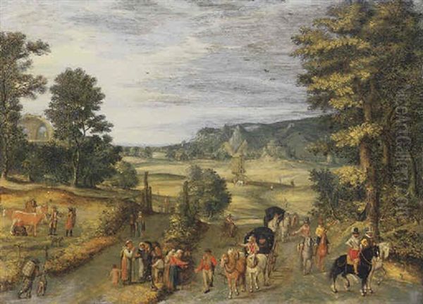 A Landscape With Travellers On A Country Road - view 1