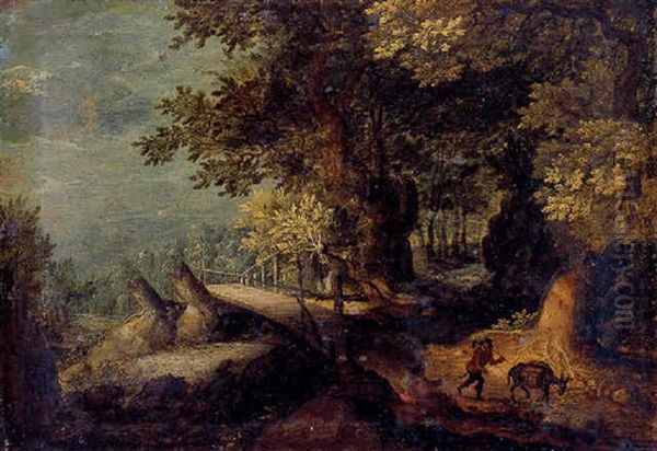 A Wooded River Landscape With A Traveller - view 1