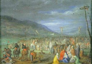 Paysage Panoramique Avec Le Calvaire Et Vue Sur Jerusalem