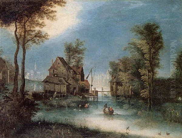 Landscape With A Village Beside A Canal - view 1