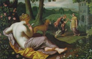 Drei Frauen In Einem Schlospark, Allegorie Des Fruhlings Und Des Geruchs by Jan Brughel