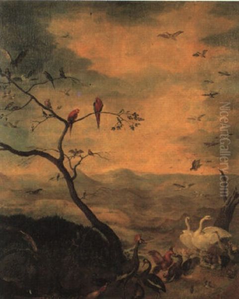 A Gathering Of Birds In An Extensive Landscape - view 1
