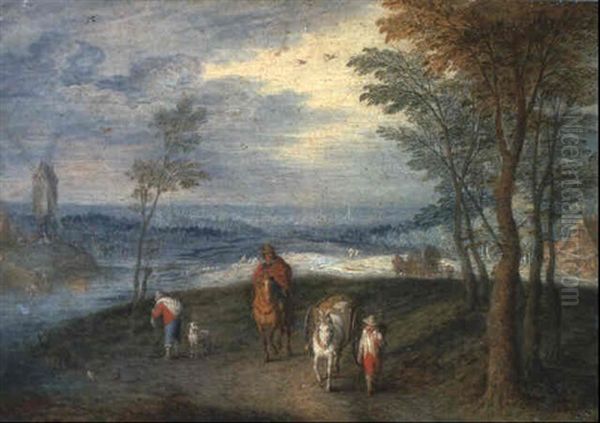 A River Landscape With Travellers On A Track - view 1