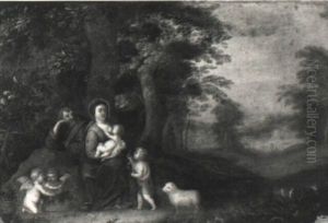 The Holy Family With The Infant St. John The Baptist In A Landscape by Jan Brughel