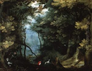 Les Chasseurs Dans Un Sous-bois by Jan Brughel