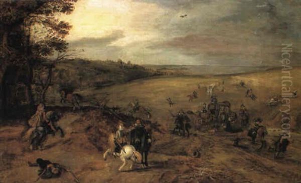 Bandits On Horseback Ambushing Travellers - view 1
