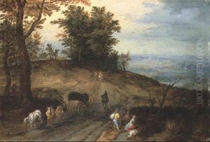 Extensive Landscape With Travellers On A Path by Jan Brughel