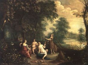 Bacchus, Diane, Venus Et L'abondance Dans Un Paysage by Jan Brughel
