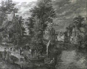 A Wooded River Landscape With A Village And The Flight Into Egypt by Jan Brughel