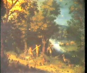 Adam Et Eve Au Paradis Terrestre by Jan Brughel