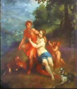 Venus Och Adonis Med Vidstrackt Landskap I Bakgrunden by Jan Brughel