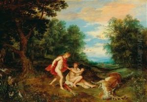 Apollo Comforting Cyparissus (collaboration With Studio Of Peter Paul Rubens) by Jan Brueghel the Younger