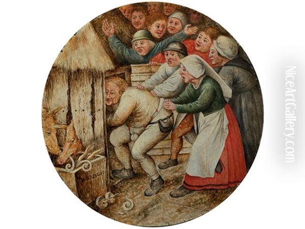 Rundbild Mit Wiedergabe Eines Niederlandischen Sprichwortes - view 1