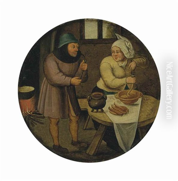 A Woman Making Sausages - view 1