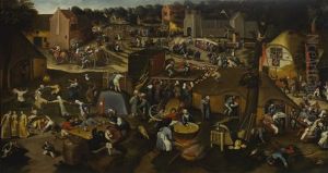 A Village Kermesse With A Performance Of The Farce Een Cluyte Van Plaeyerwater ('a Clod From A Plaeyerwater'), And A Religious Procession