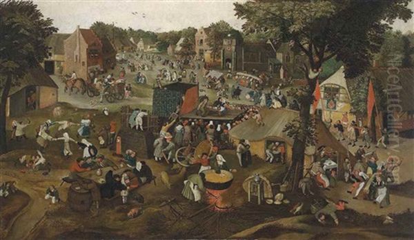 A Grand Village Kermesse With A Performance Of The Farce Een Cluyte Van Plaeyerwater ('a Clod From A Plaeyerwater") And A Religious Procession - view 1