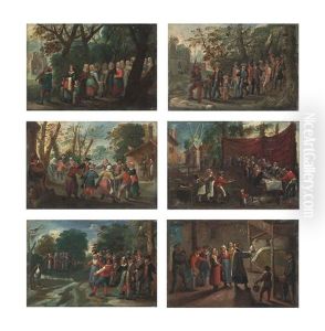 The Procession Of The Bride; The Procession Of The Groom; The Wedding Dance; The Wedding Feast; The Wedding Games; And The Blessing Of The... (6 Works) by Pieter Brueghel the Younger