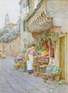 The Fruit And Vegetable Stall by Helen Mary Elizabeth Allingham