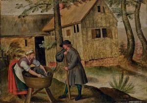 Deux Paysans Devant Une Auberge by Pieter Brueghel the Younger