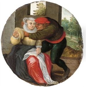 Qui S'y Frotte S'y Pique: Un Couple D'amoureux Dans Un Interieur by Pieter Brueghel the Younger