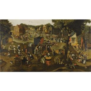 A Performance Of The Farce Een Cluyte Van Plaeyerwater (a Clod From A Plaeyerwater) At A Flemish Village Kermesse by Pieter Brueghel the Younger