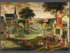 Dorflandschaft Mit Einer Bauernkirmes