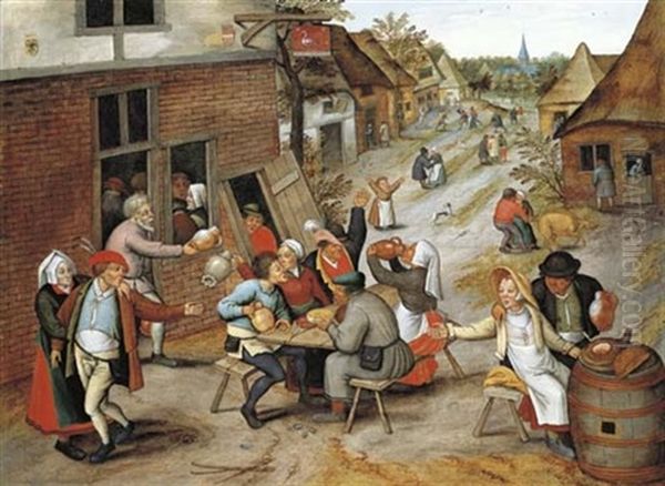 Peasants Merrymaking Outside An Inn - view 1
