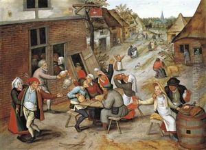 Peasants Merrymaking Outside An Inn by Pieter Brueghel the Younger