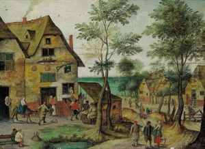 Dorflandschaft Mit Suche Nach Der Herberge