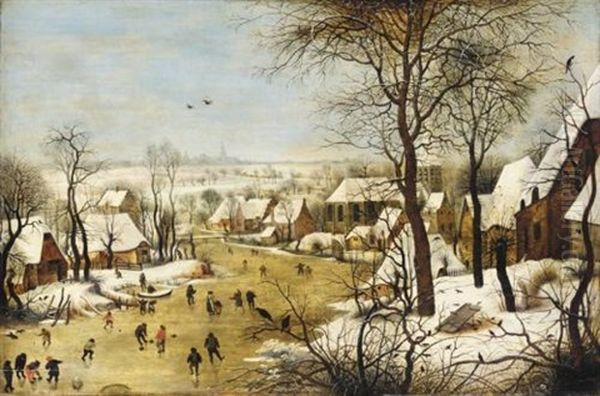 Winter Landscape With Skaters And A Bird-trap by Pieter Brueghel the Younger