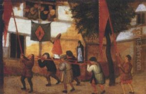 A Religious Procession In A Village by Pieter Brueghel the Younger