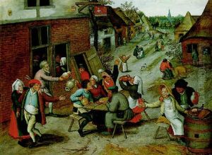 Villagers Merrymaking Outside The Swan Inn by Pieter Brueghel the Younger