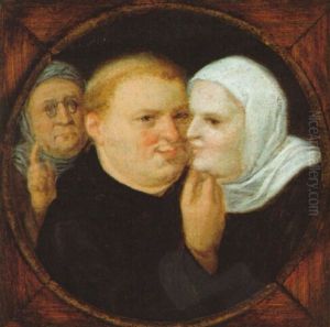 Monch Mit Nonne Und Kupplerin Oder Martin Luther Mit Seiner Gefahrtin Katharina Von Bora