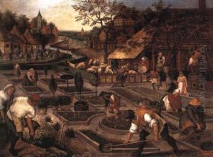Spring: Gardeners, Sheep Shearers And Peasants Merrymaking by Pieter Brueghel the Younger