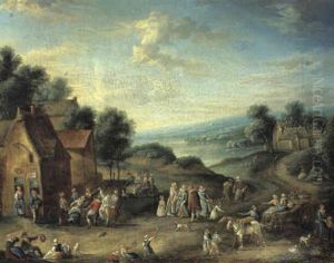 Folkeliv Med Dansende Uden For En Kro by Pieter Brueghel the Younger