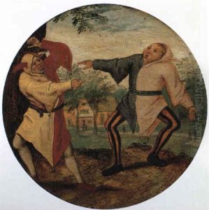 Proverb: Two Jesters Mocking Each Other In A Landscape