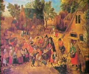Die Pfingsthochzeit (pinksteren Bruiloft) Mit Einem Kinderumzug Auf Dem Dorfe (kinder Spielen Hochzeit) by Pieter Brueghel the Younger
