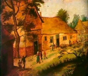 Belebte Dorfstrasse Mit Einem Bach