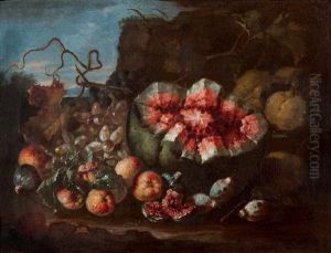 Grenade, Melon Et Raisins; Pasteque Et Figues by Abraham Brueghel