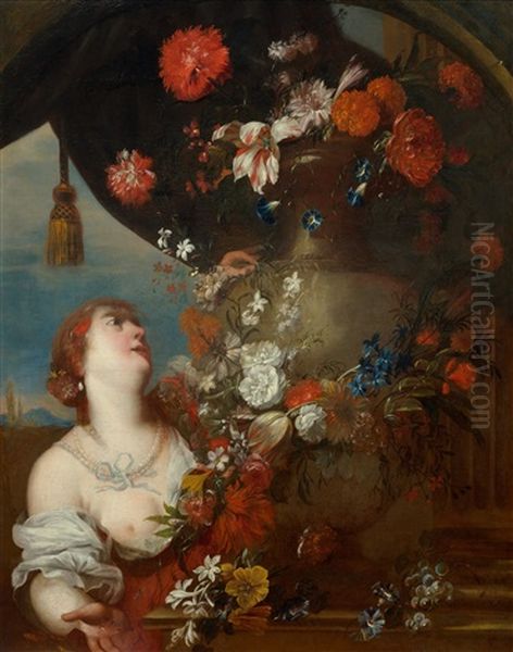 A Figure With A Bouquet Of Flowers - view 1