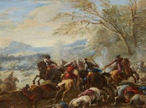 A Cavalry Encounter by Abraham Brueghel