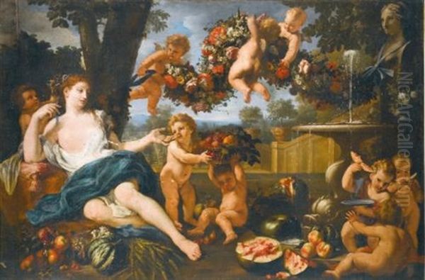 Ceres At A Fountain, Attended By Putti - view 1