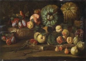 Natura Morta Con Pesche, Fichi, Susine E Zucche