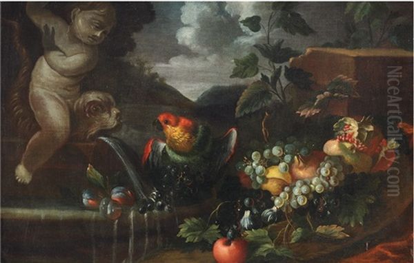 Fruit Still Life With Parrot - view 1