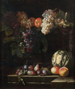 Nature Morte Aux Raisins, Melon Et Autres Fruits