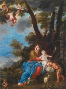 Die Ruhe Auf Der Flucht by Abraham Brueghel