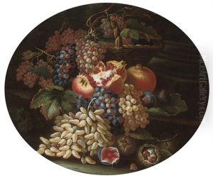 A Basket Of Grapes, Pomegranates, Figs And Chestnuts